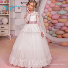 2017 Sequined Beading Sashes Long Sleeve Flower Girl Dresses